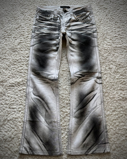 Xfrm Metallic Clawmarks Coated Flared Jeans