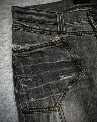 Morgan Homme Fringed Flap Pockets Flared Jeans