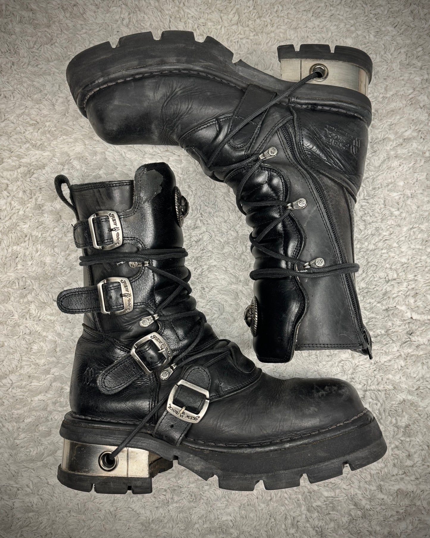 New Rock Steel Heel Leather Boots