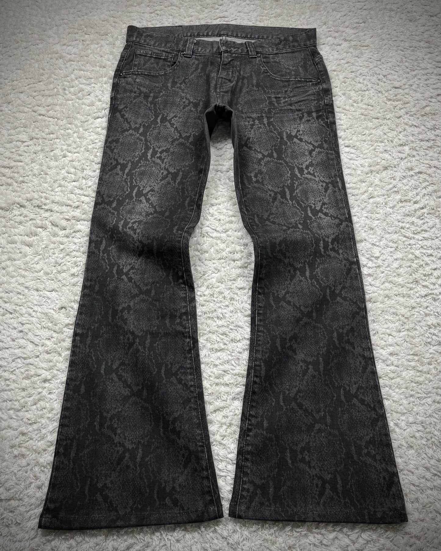 Tornado Mart Python Pattern Flared Jeans