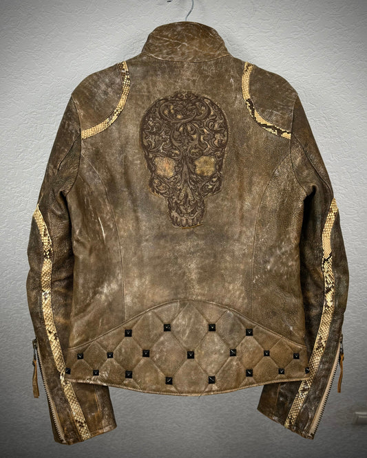 Obelisk Python Skull Leather Jacket