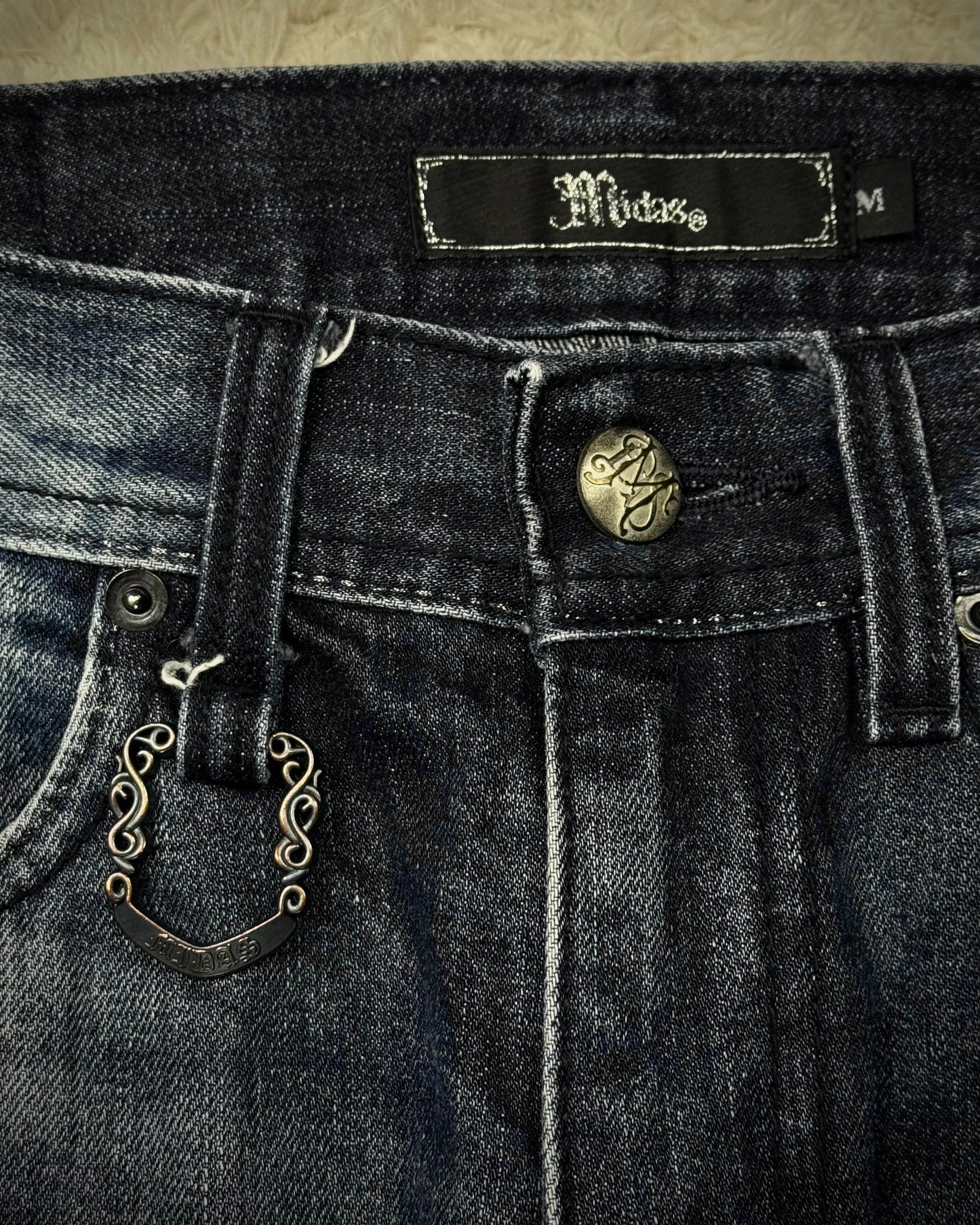 Midas Clawmarks Silver Tribal Embroidery Flared Jeans