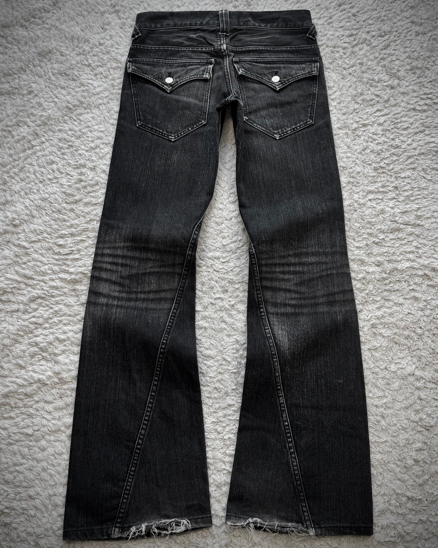 Tornado Mart Flap Pocket Whiskered Spiral Flared Jeans