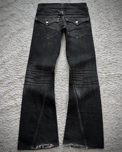 Tornado Mart Flap Pocket Whiskered Spiral Flared Jeans