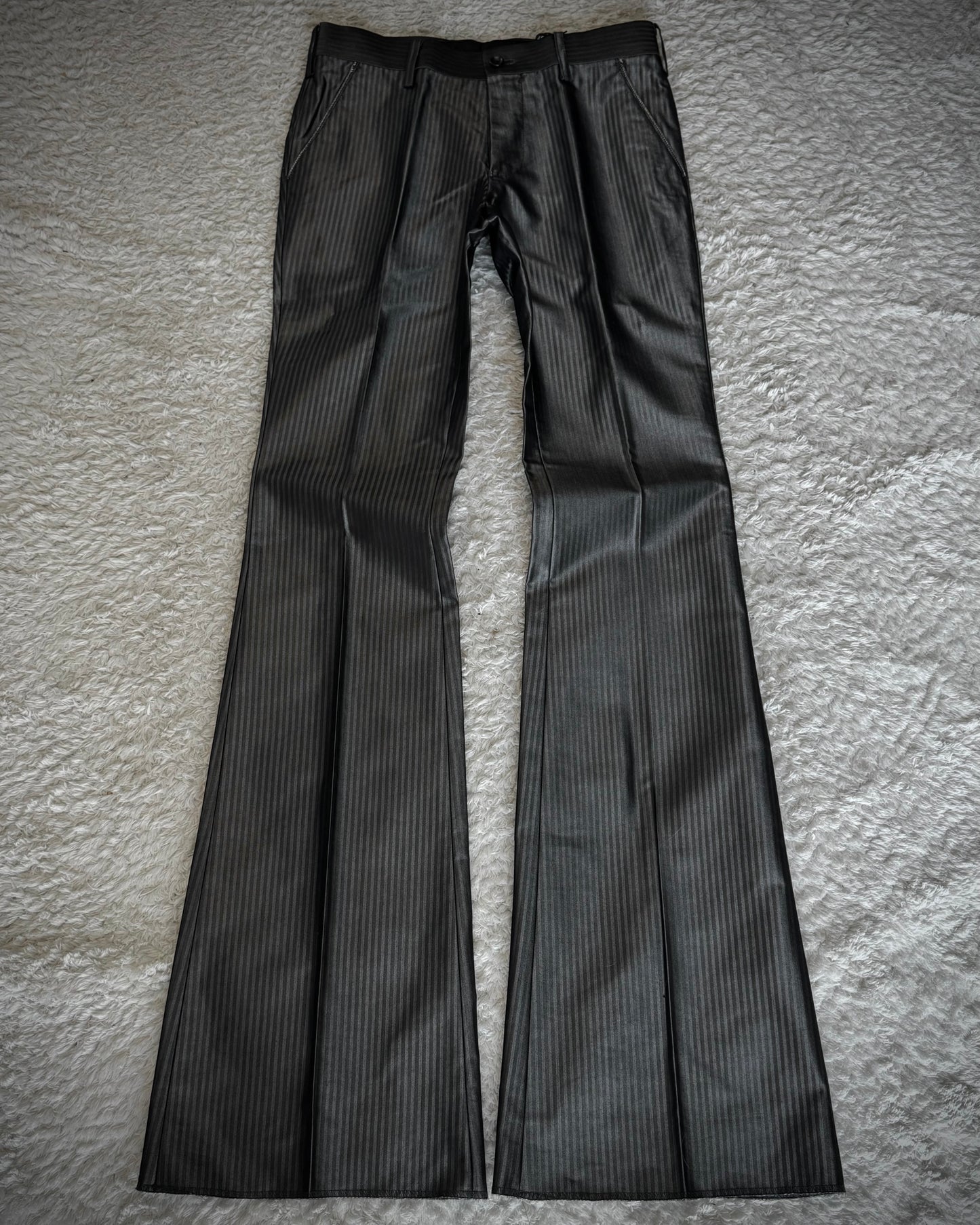 Tornado Mart Pin Striped Pleated Flared Dress Pants