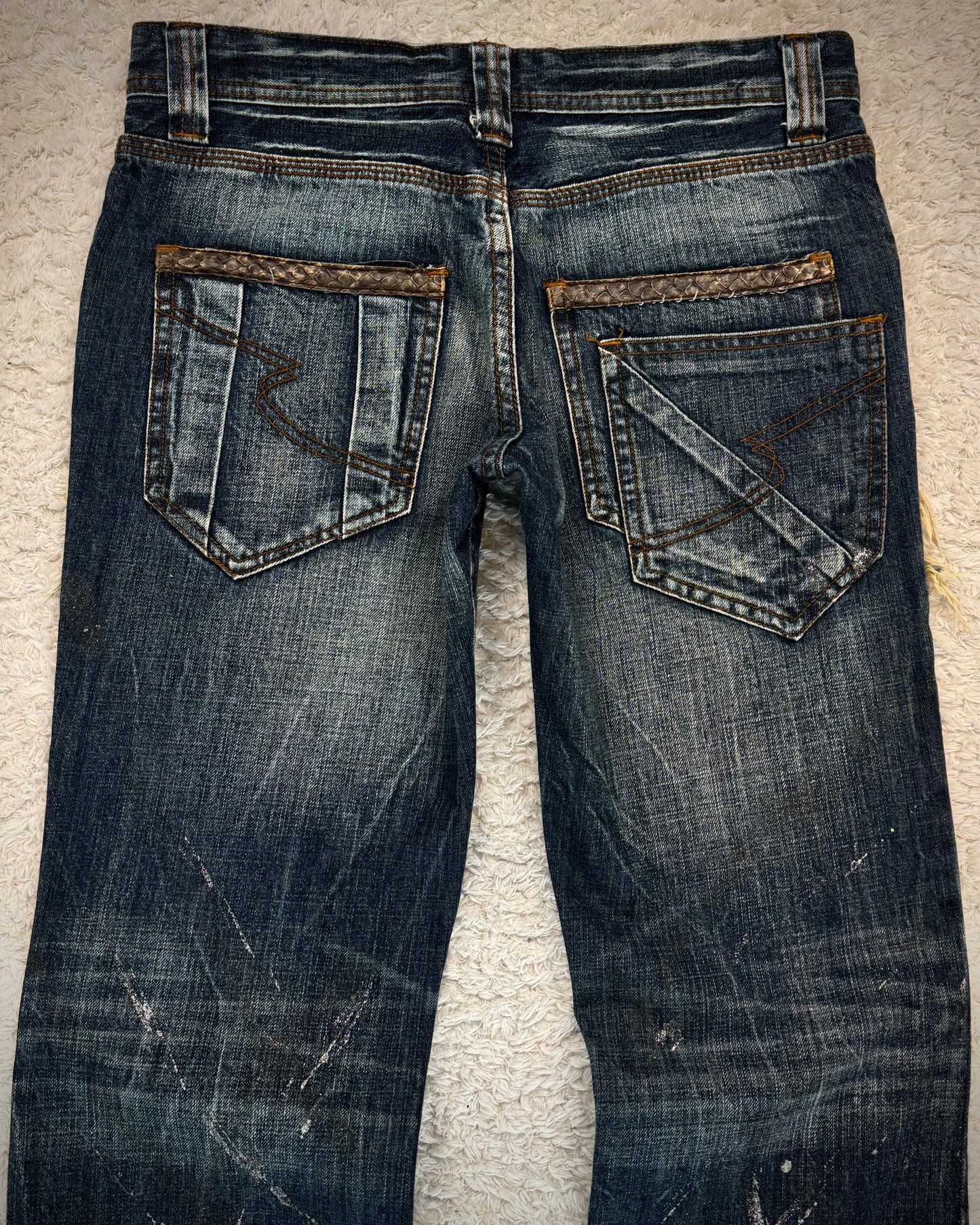 Semantic Design Python Fringed Luster Brushed Bootcut Denim
