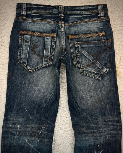 Semantic Design Python Fringed Luster Brushed Bootcut Denim