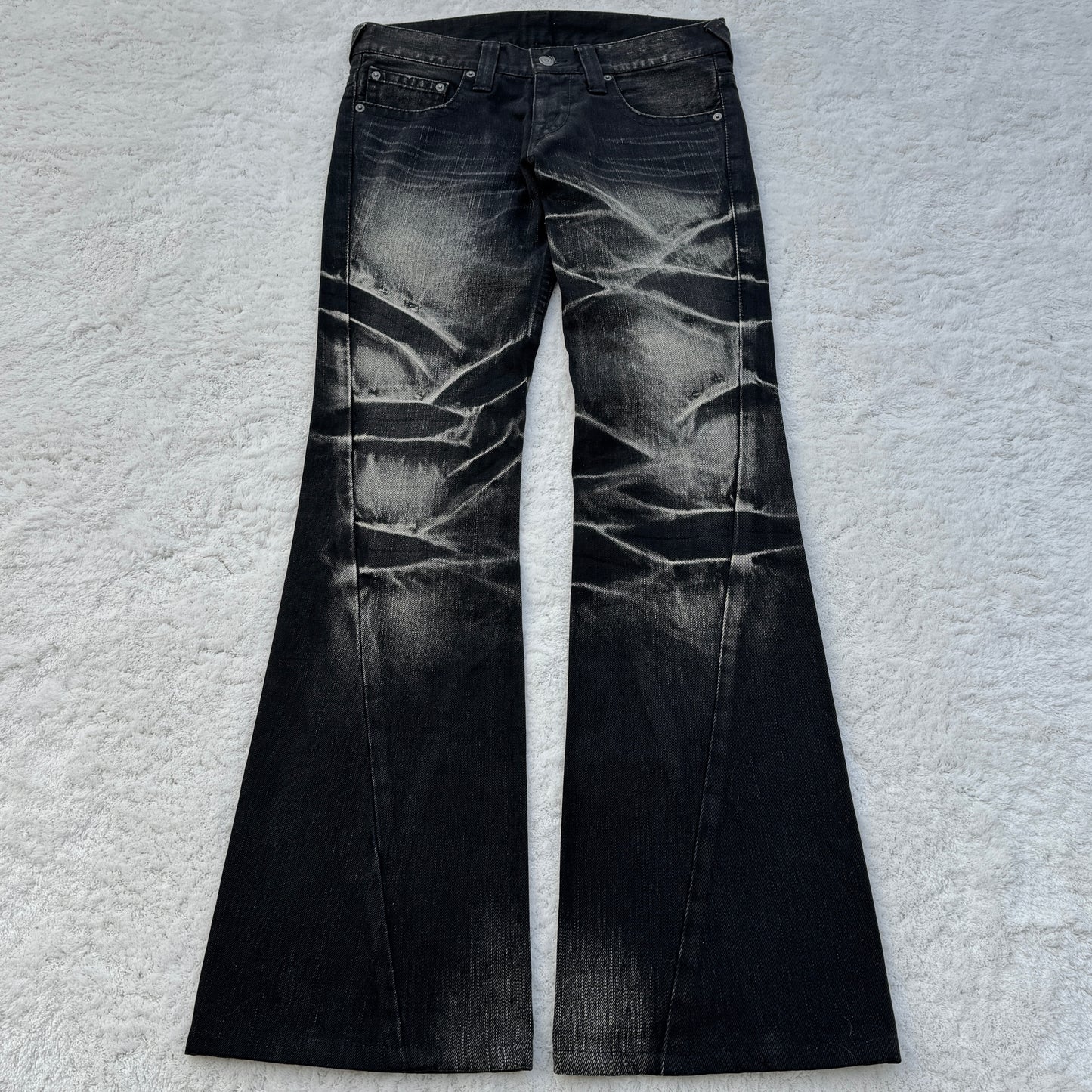 Tornado Mart Washed Spiral Cut Flared Jeans