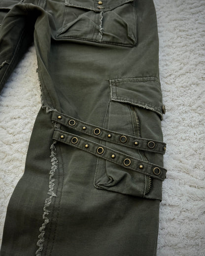 Midas Military Studded Laced Flared Cargo Pants