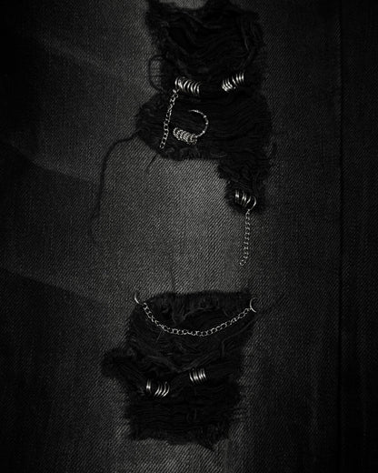 K.U.I Pierced Python Detailed Lace Up Flared Jeans