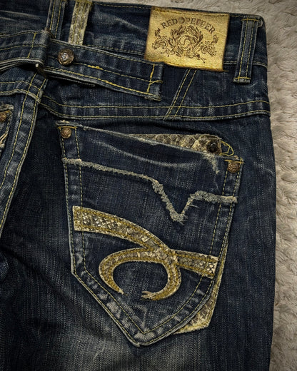 Red Pepper Python Detailed Bootcut Jeans