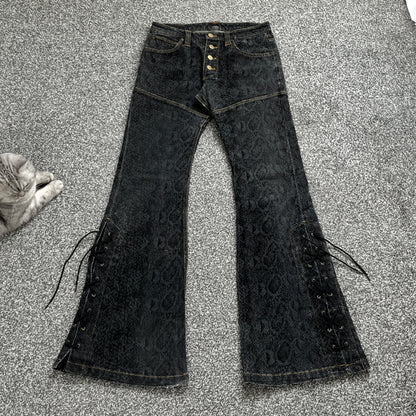 Tornado Mart Snakeskin Lace-Up Pants