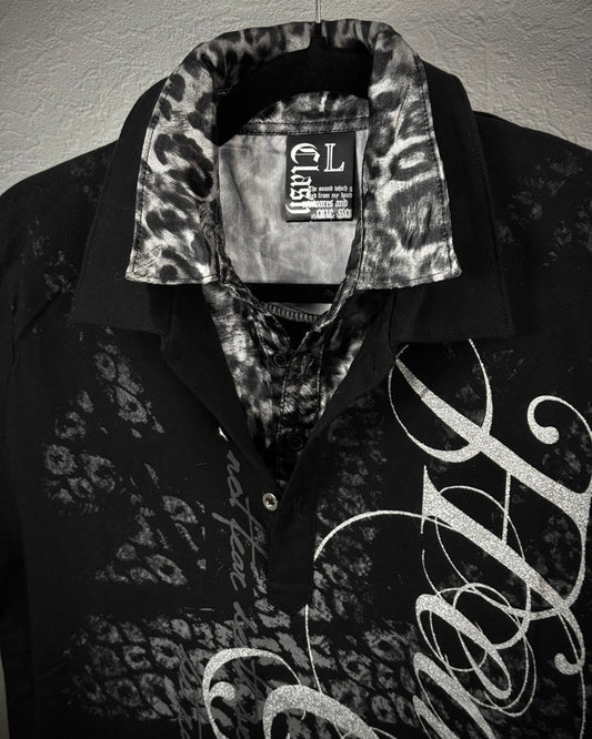 Leopard Poem Luster Double Layered Polo Shirt
