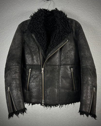 Custom Culture Luster Textured Shearling Biker Jacket