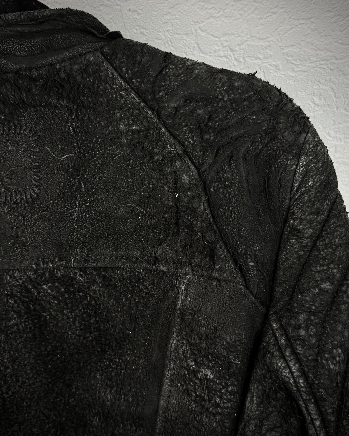 Tigha Blistered Sheepskin Leather Jacket