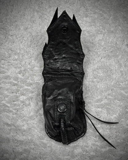 KMRii Cross Serpent Studded Scar Stitched Leather Pouch