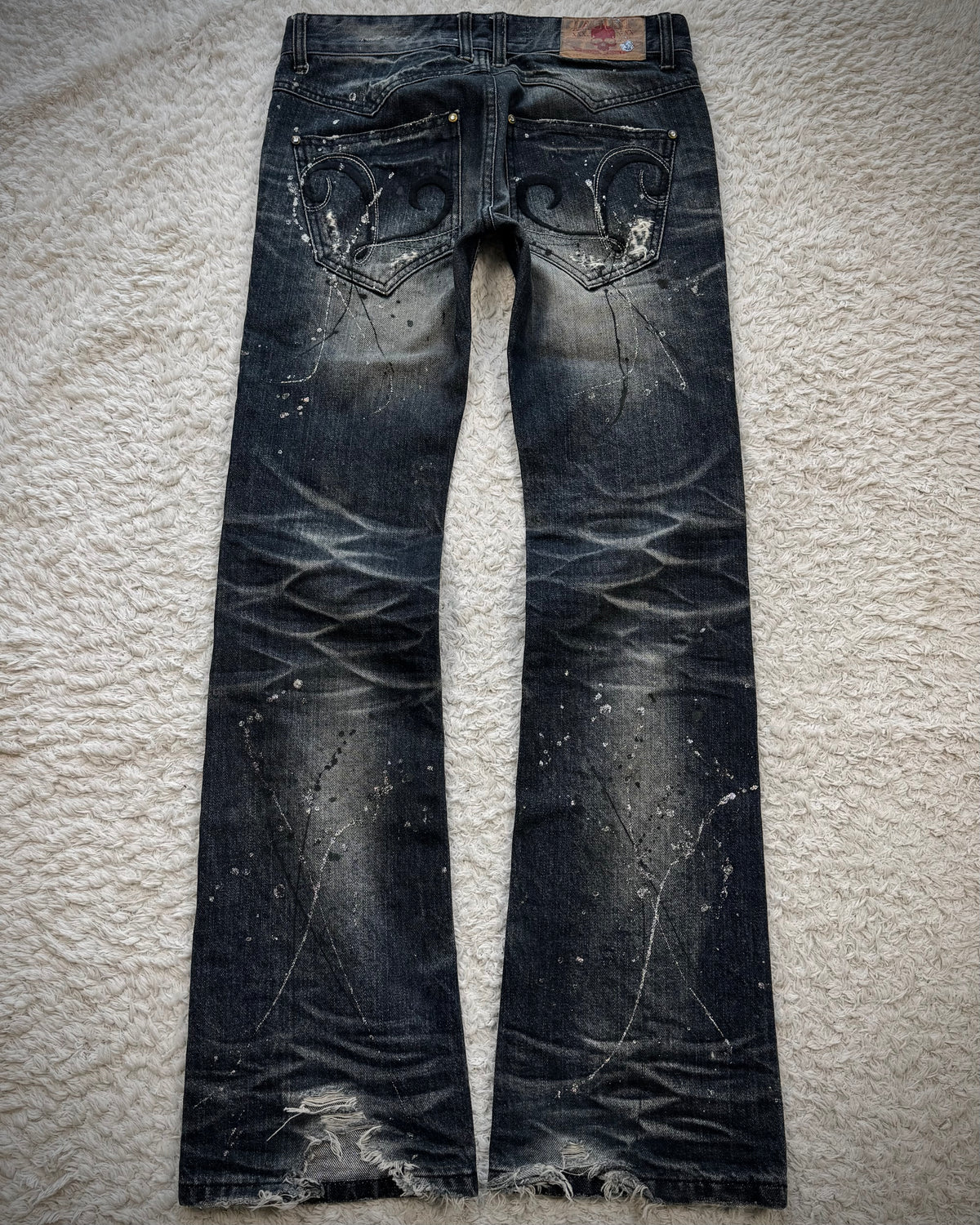 Lagust Silver Splatter Python Repaired Bootcut Denim