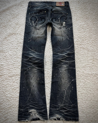 Lagust Silver Splatter Python Repaired Bootcut Denim