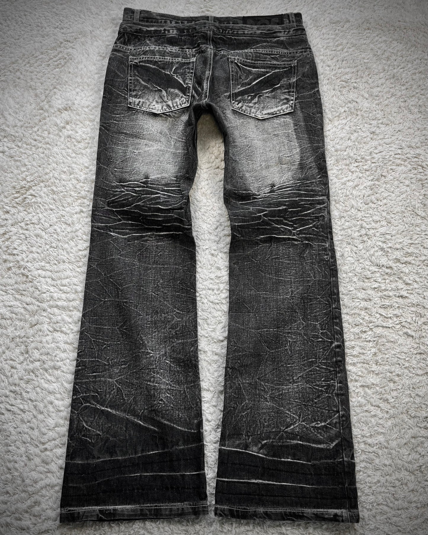 Lowbox Double Waisted Lace Up Whiskered Flared Jeans