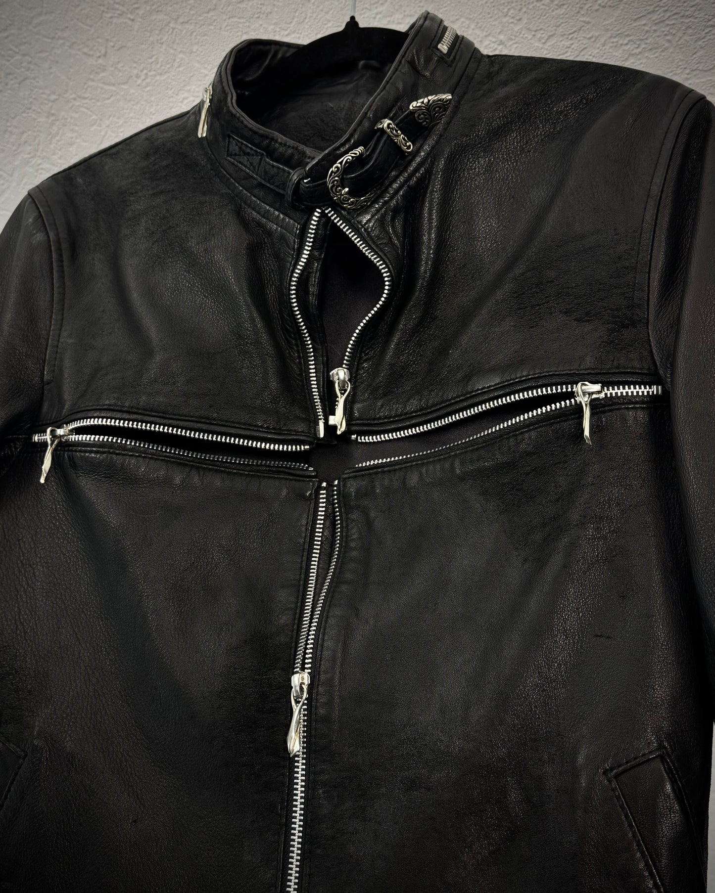 14th Addiction Cross Zip Leather Jacket