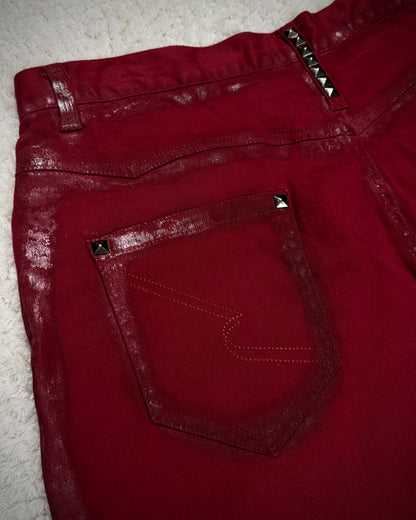 Semantic Design Crimson Waxed Studded Bootcut Jeans