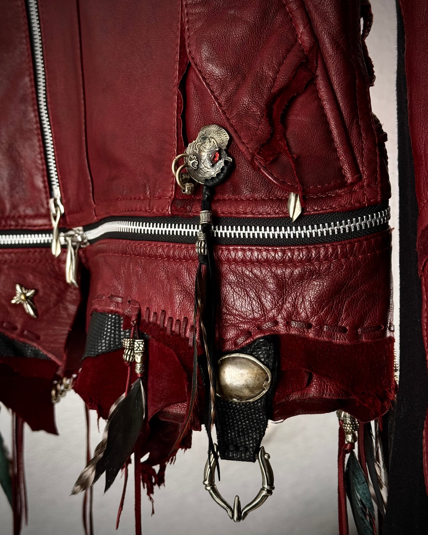 14th Addiction “Beat It” Crimson Leather Jacket