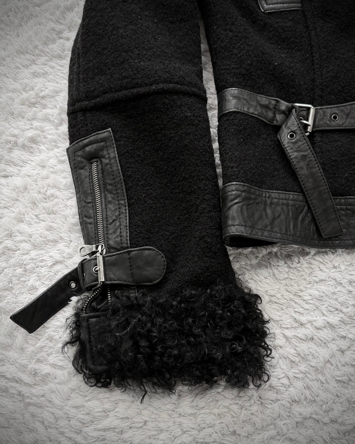Le Donne Di Fur Wool Leather Jacket