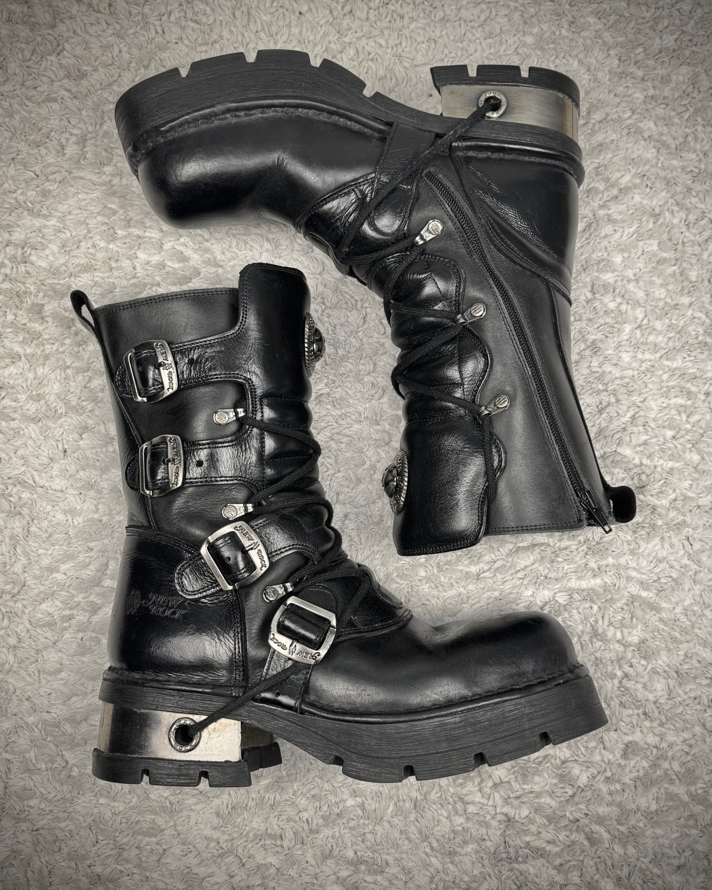 New Rock Steel Heel Leather Boots
