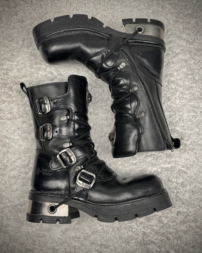 New Rock Steel Heel Leather Boots
