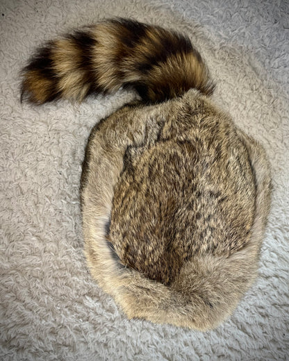 Rabbit Fur Raccoon Tail Hat