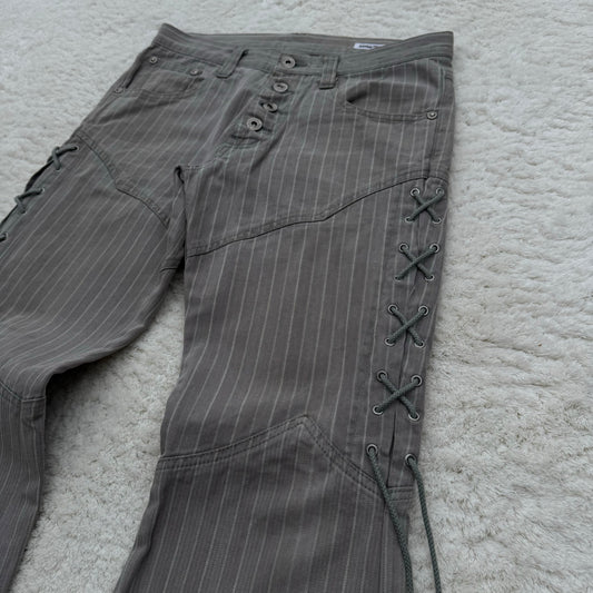 Semantic Design Pinstriped Lace-Up Flared Pants