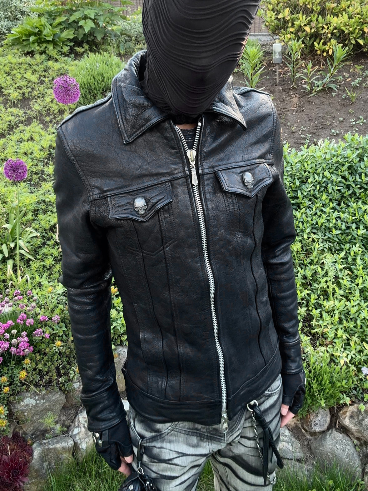 Jack Rose Skull Hardware Goatskin Leather Jacket