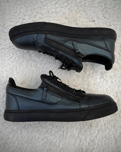 Giuseppe Zanotti Metallic Teal Zippered Sneakers