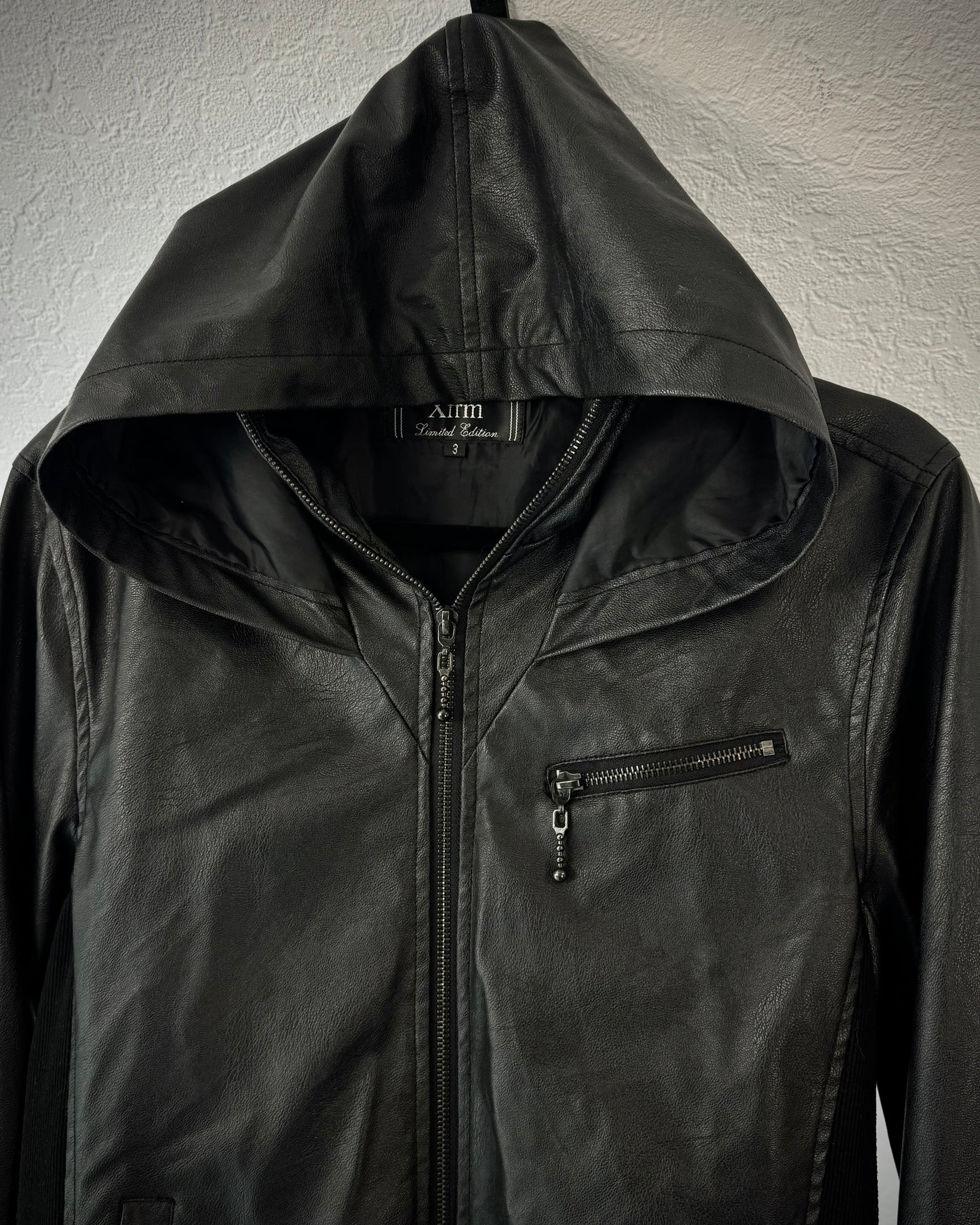 Xfrm Full Zip Hooded Faux Leather Jacket