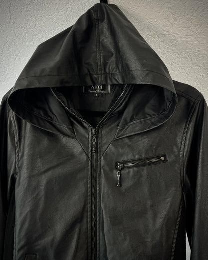 Xfrm Full Zip Hooded Faux Leather Jacket
