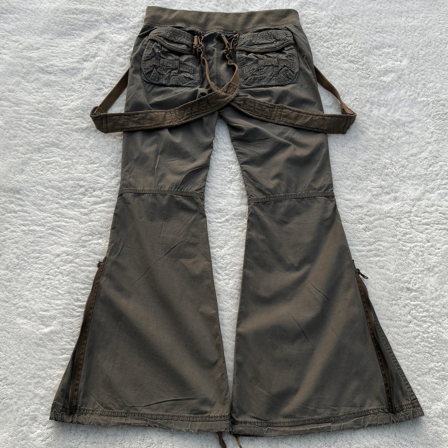 G.O.A Military Suspender Flared Cargo Pants