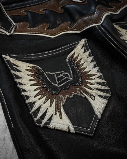 Yasuyuki Ishii Tribe Flared Leather Pants