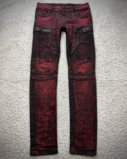 Cipo & Baxx Bordeaux Studded Luster Skinny Jeans