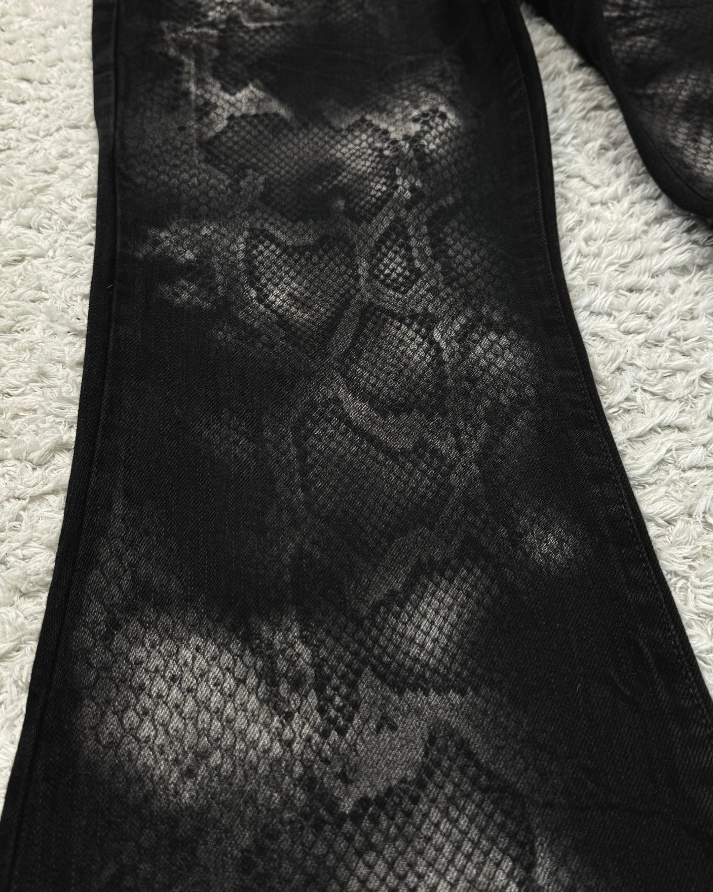 Tornado Mart Python Pattern Flared Jeans