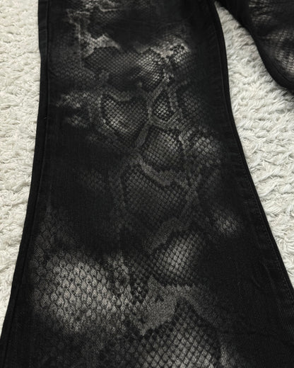 Tornado Mart Python Pattern Flared Jeans