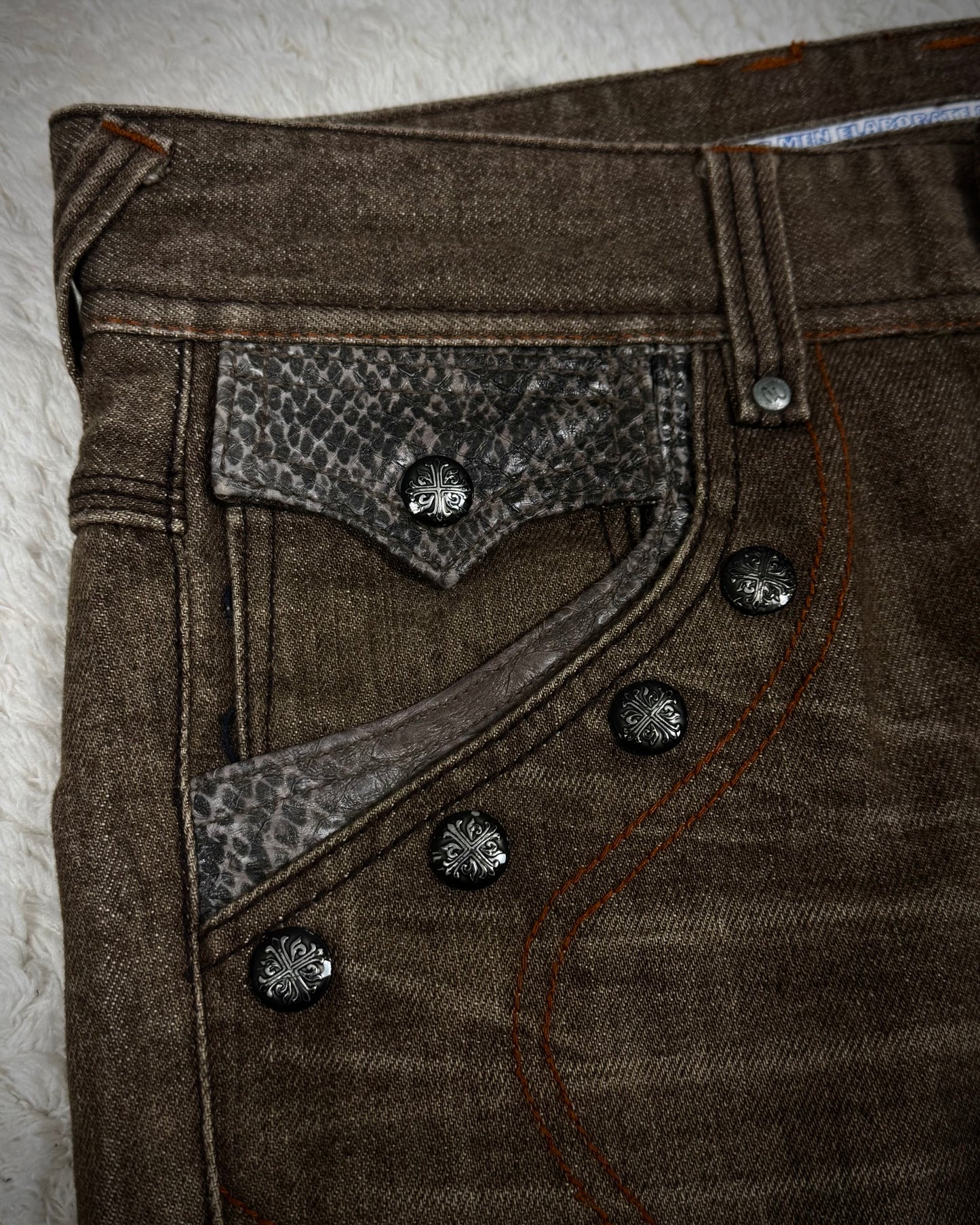 Nicole Club Mud Washed Python Detailed Spiral Bootcut Jeans