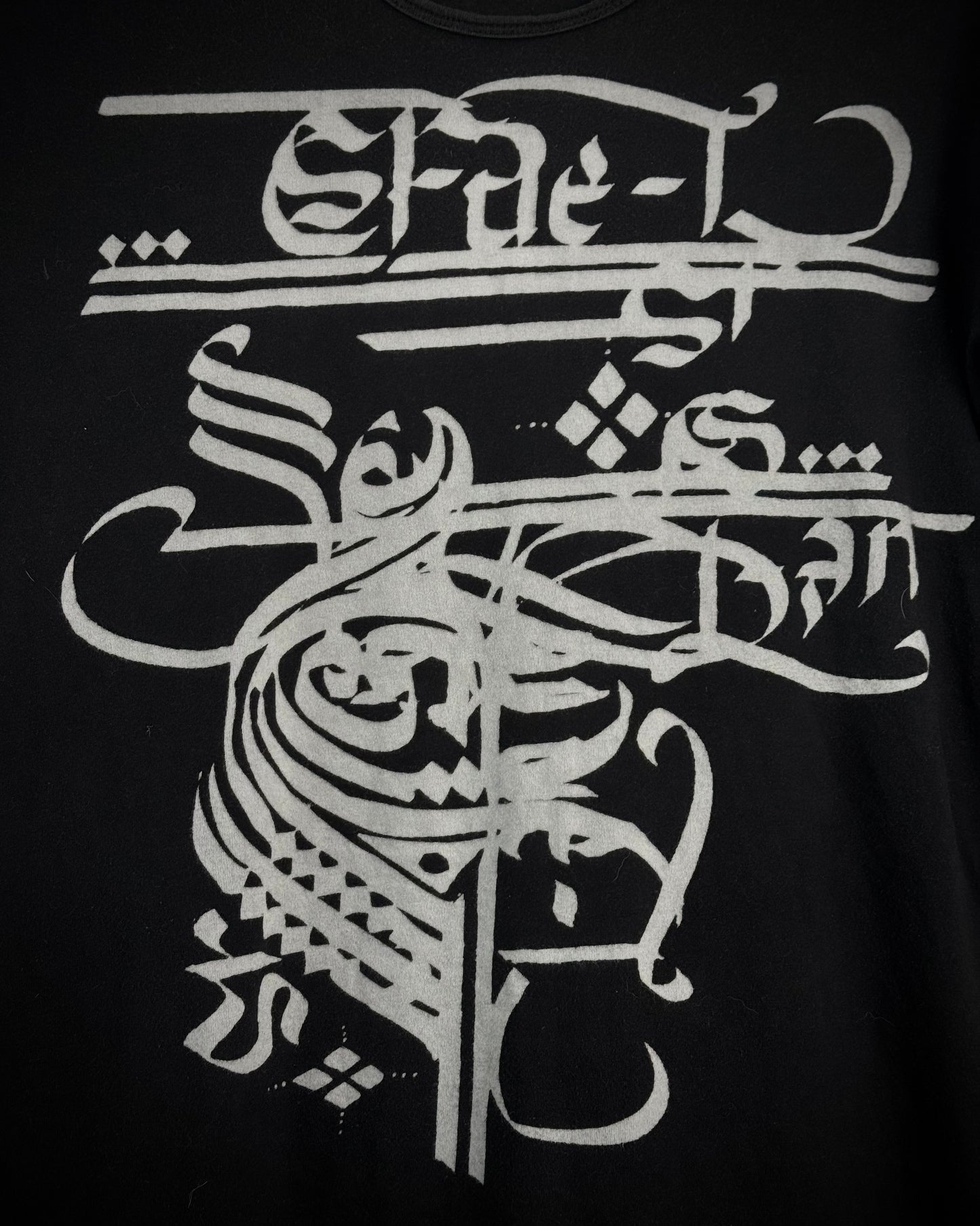 KMRii Asymmetrical Cut Calligraphy T-Shirt