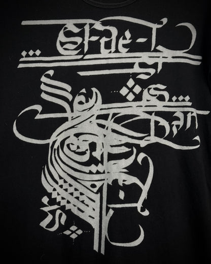 KMRii Asymmetrical Cut Calligraphy T-Shirt