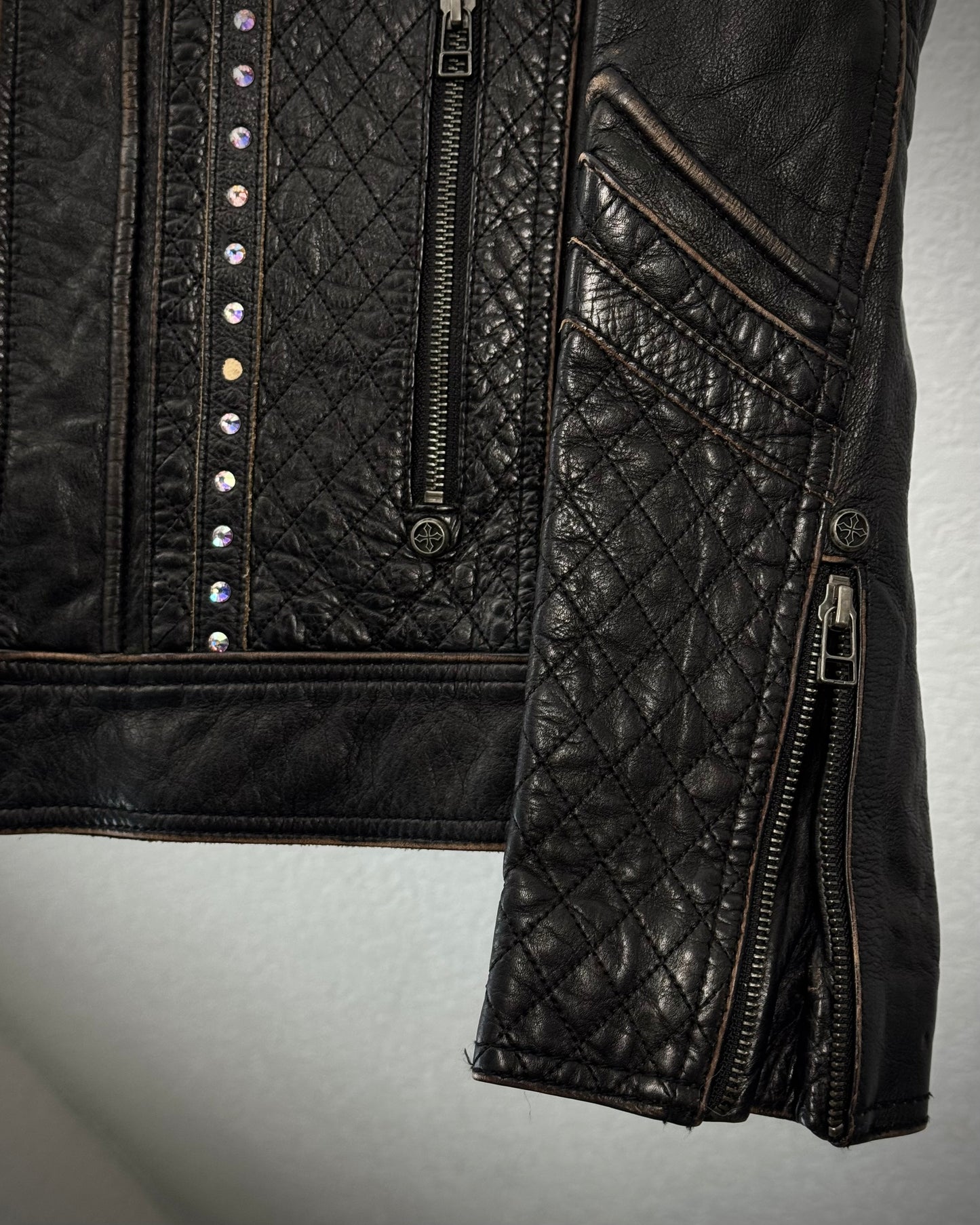 Affliction Limited Edition 3D Fleur De Lis Leather Jacket
