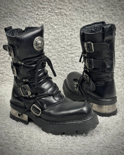 New Rock Steel Heel Leather Boots