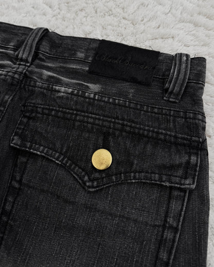 Black Baccara Pierced Shatter Washed Bootcut Jeans