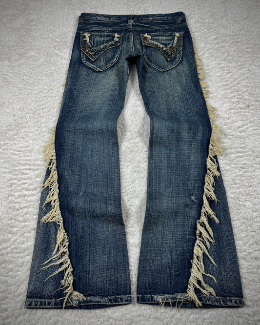 Tornado Mart Spiral Fringe Flared Jeans