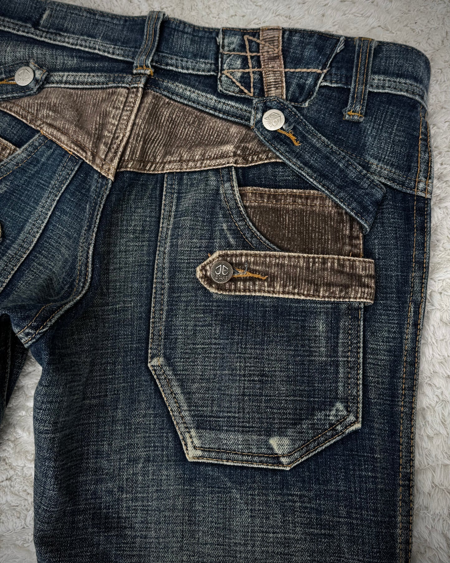 Jeans De Art Multi-Pocket Vintage Bootcut Denim
