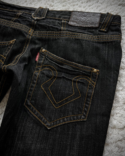 Tornado Mart Tribal Tattoo Embroidery Flared Jeans