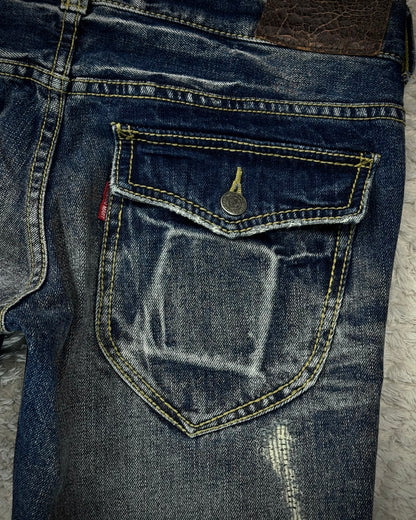 Tornado Mart Stitch Repaired Distressing Clawmarks Flared Jeans